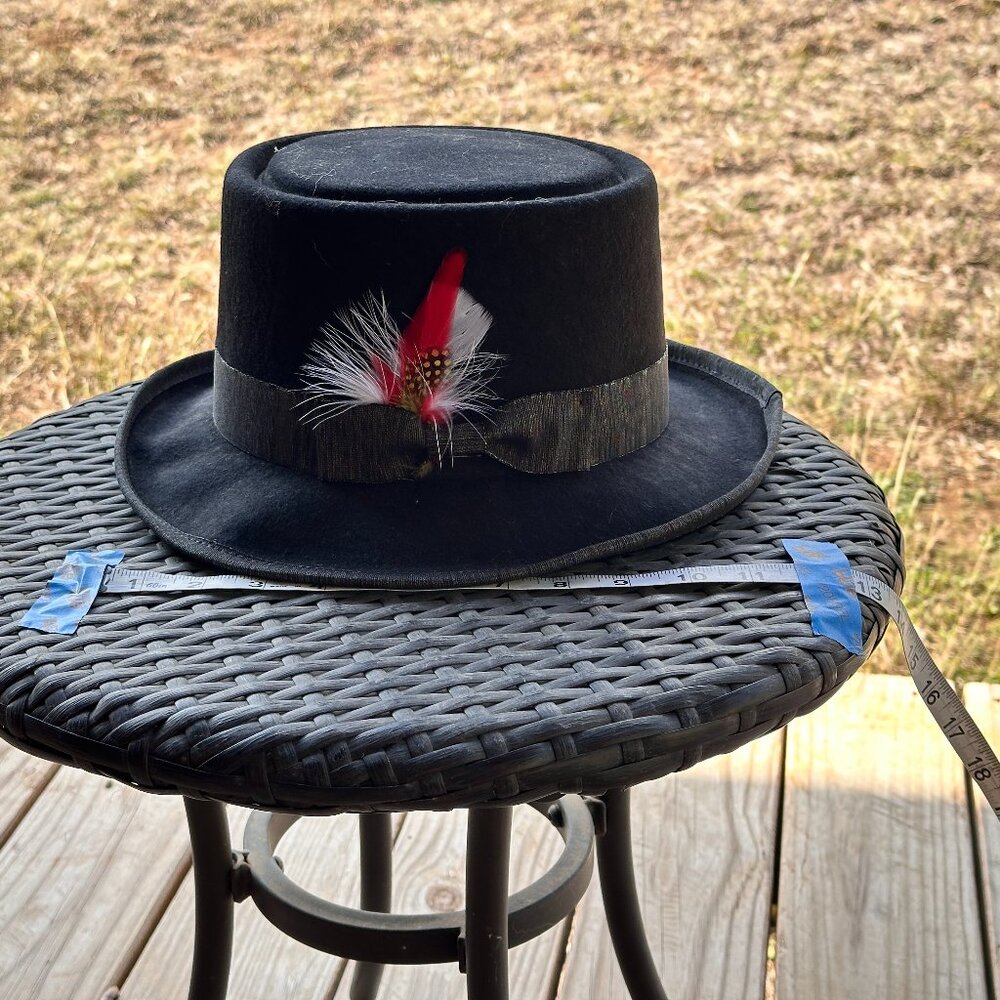 Black Vintage Vogue Funky Aged Top Hat - Medium - New